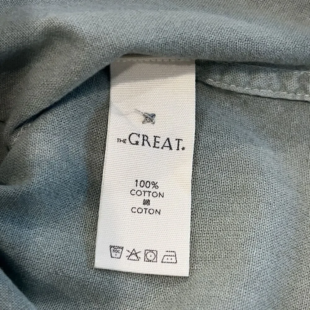 New The Great Nettle Button Up Blouse Size 2/ US Medium Sage - Picture 11 of 14